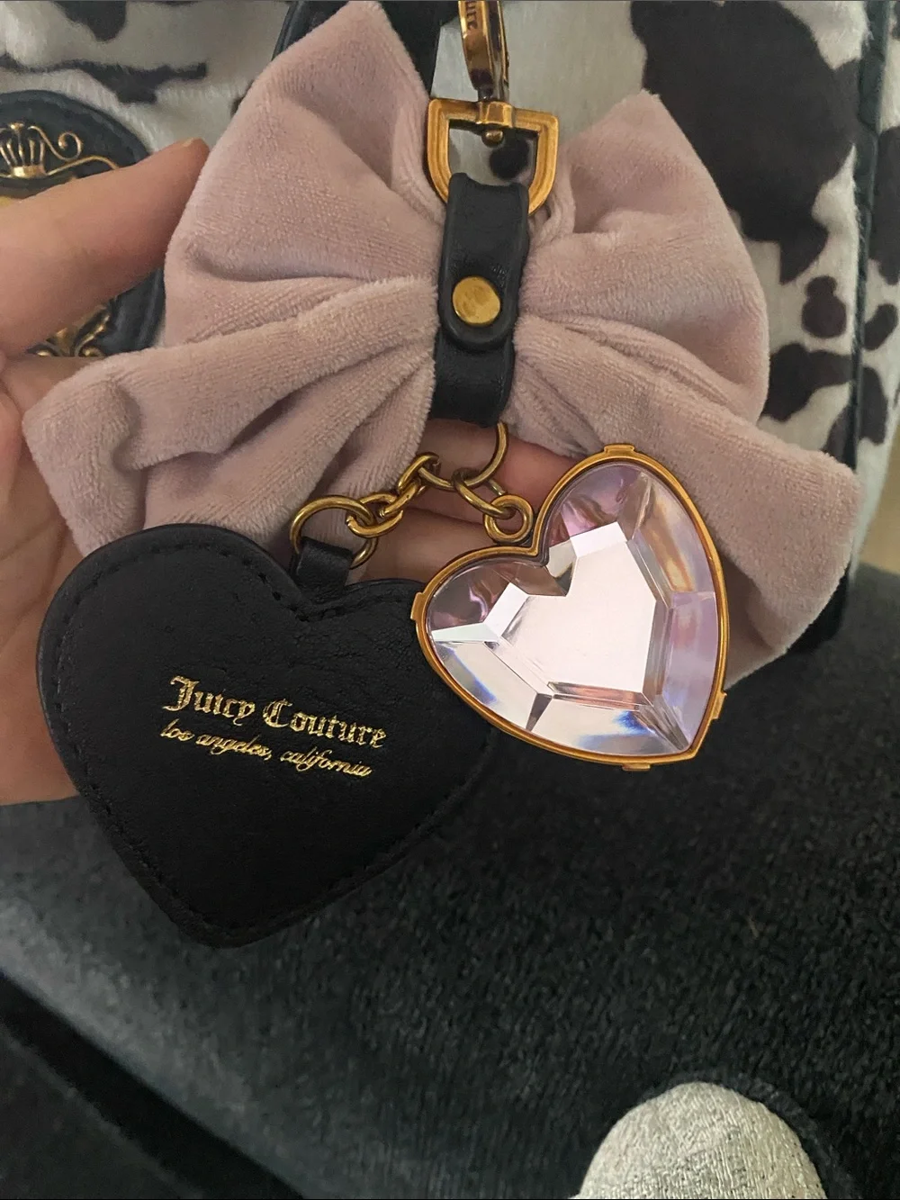 Juicy couture Cow Print Satchel with Pink Bow Charm